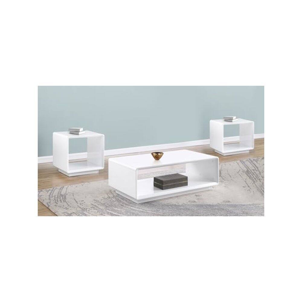 Angle. Coaster Co. of America - Paseo 3-piece Coffee and End Table Set White High Gloss - White High Gloss.