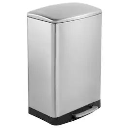 Innovaze - 13 Gal./50 Liter Stainless Steel Rectangular Step-on Trash Can for Kitchen - Silver