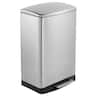 Innovaze - 13 Gal./50 Liter Stainless Steel Rectangular Step-on Trash Can for Kitchen - Silver