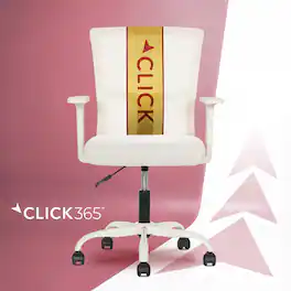Click365 - Ergonomic Mesh Backrest Office Chair with Lumbar Support & Swivels Adjustable Height Computer Desk Chair for Home Office - Cream