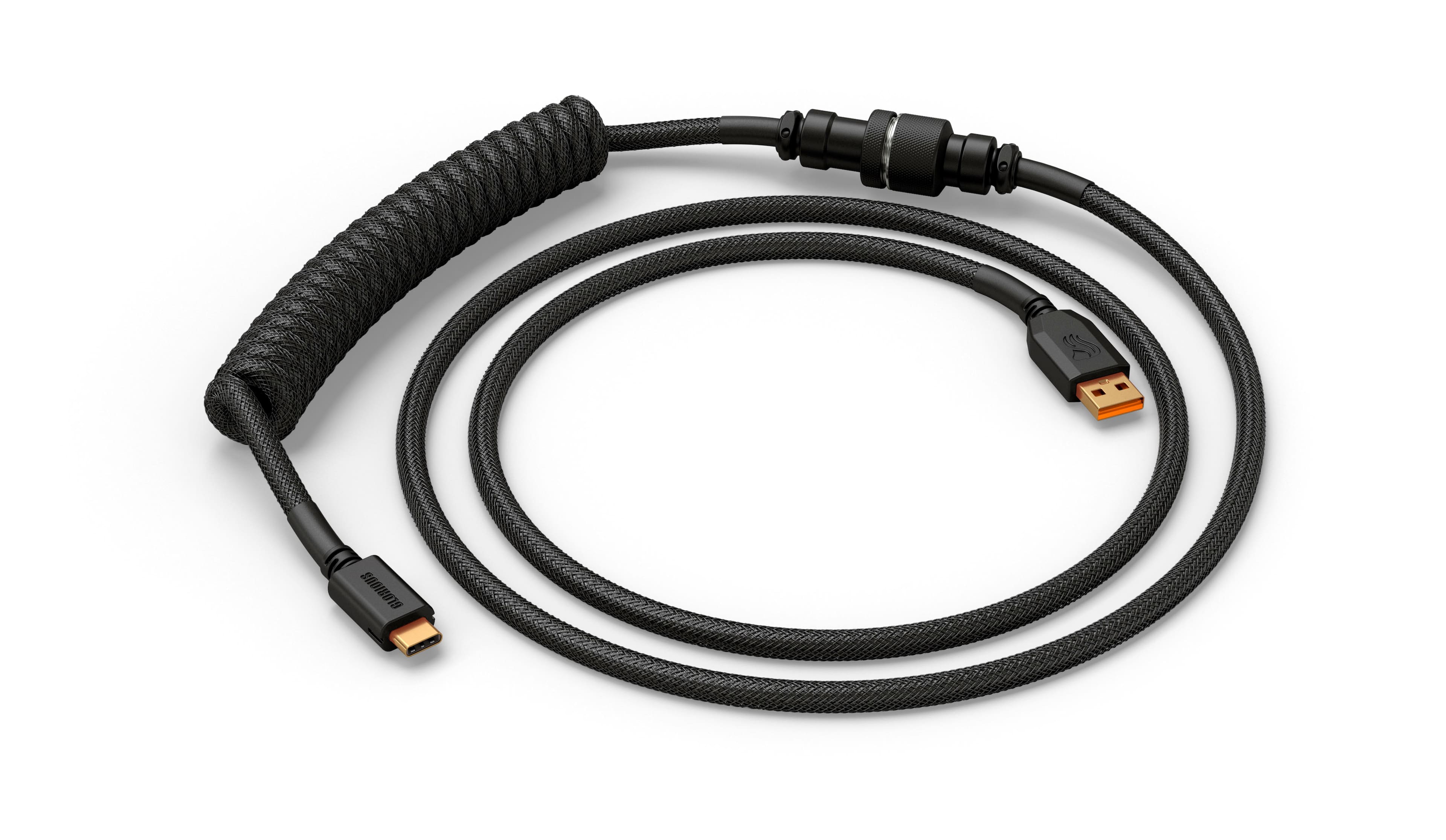 Glorious - Coiled USB-C Artisan Braided Keyboard Cable for Mechanical Gaming Keyboards - Phantom Black - Front_Zoom