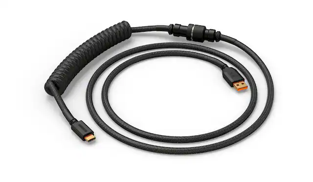 Front. Glorious - Coiled USB-C Artisan Braided Keyboard Cable for Mechanical Gaming Keyboards - Phantom Black.