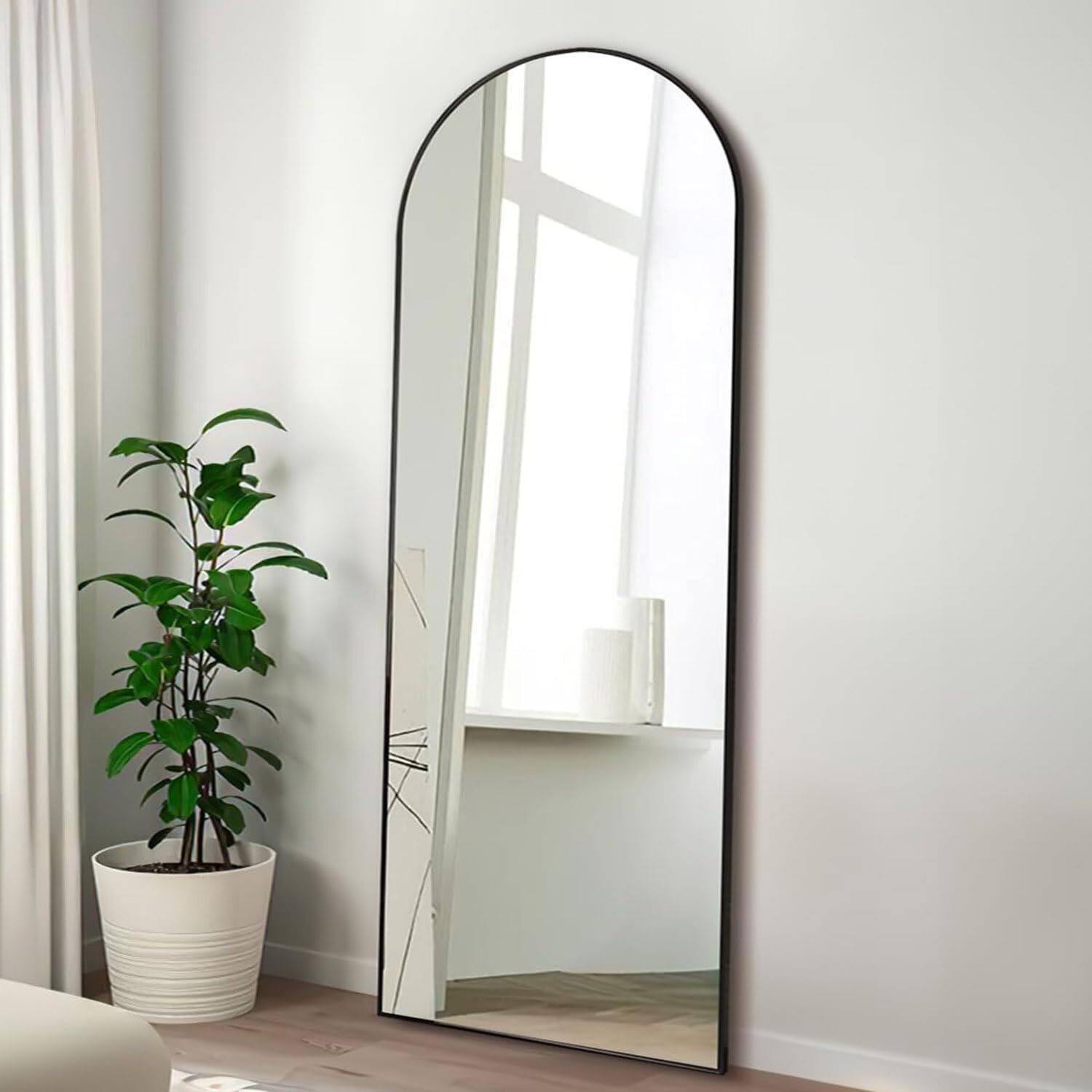 Left. Hirose Alice - Full Length Mirror Floor With Stand Large Body Wall Mirrors For Bedroom Living Room Aluminum Frame black.