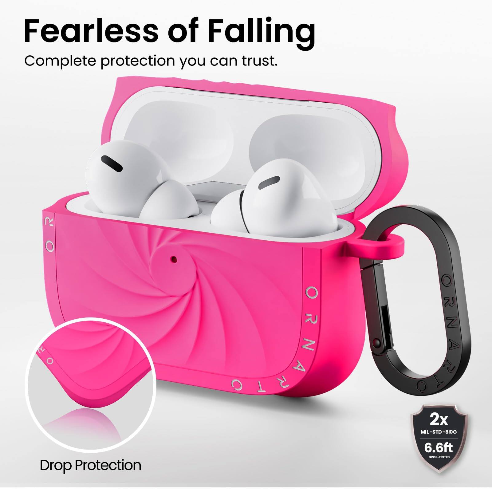 Fearless of Falling  
Complete protection you can trust.

Drop Protection

2x MIL-STD-810G  
6.6ft  
Drop-Tested