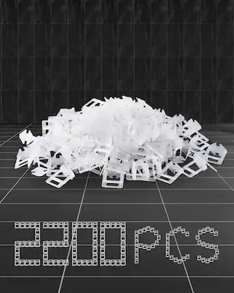 Front. VEVOR - Tile Leveling System Clips, 2200-Piece DIY Tile Leveler Spacers, 1/16"(1.5 mm) Tile Leveler Clips, Tile Leveling System - Transparent.