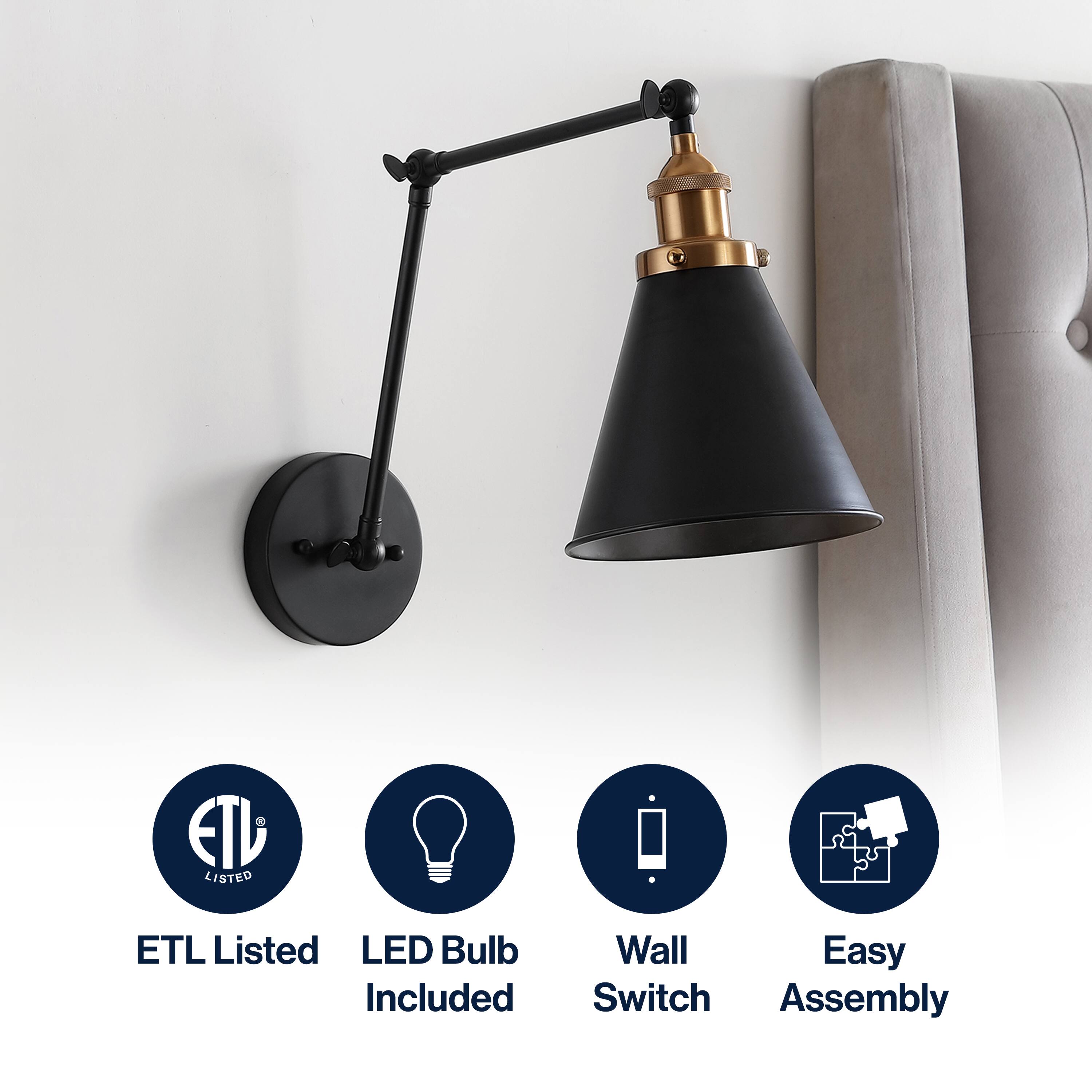 ETL Listed LED Bulb Included Wall Switch Easy Assembly