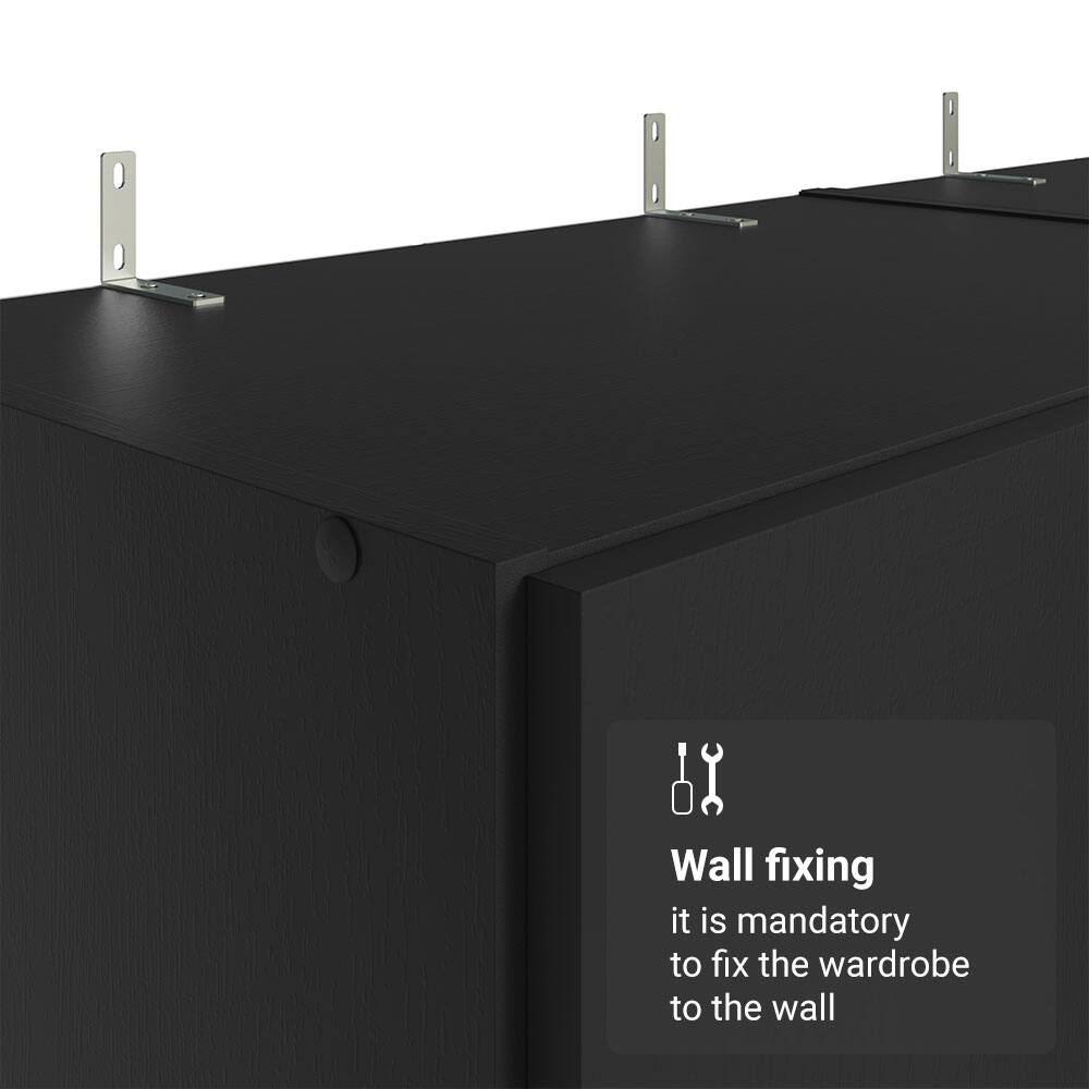 Wall fixing  
it is mandatory to fix the wardrobe to the wall