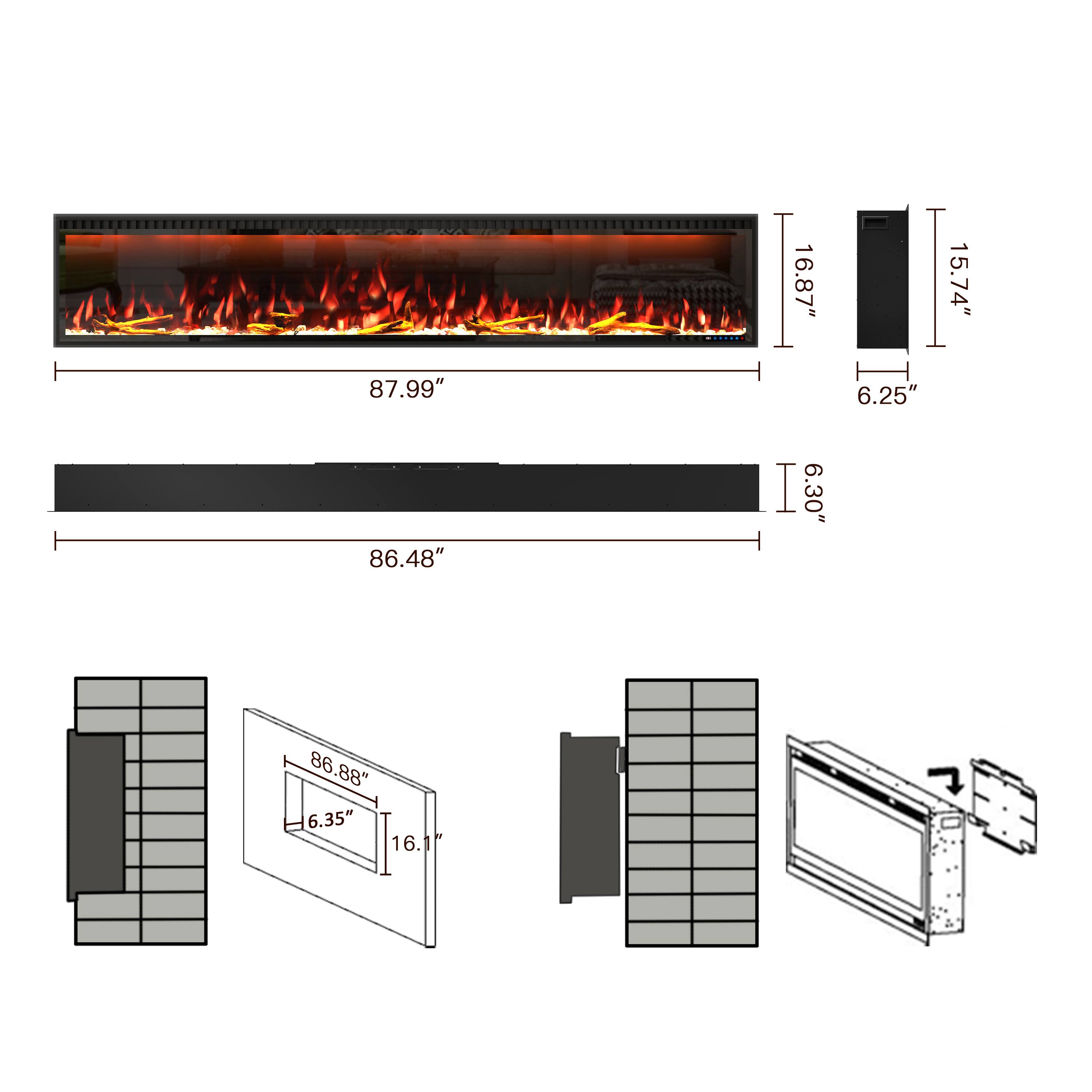 16.87"  
15.74"  
87.99"  
6.25"  
86.48"  
6.30"  
86.88"  
6.35"  
16.1"