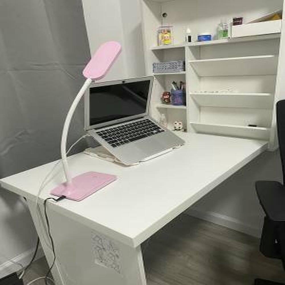 Alt View 6. Pefilos - Wall Mounted Fold-Out Convertible Floating Desk Space Saver-White, Office Furniture, Portable Desk for Home & Office - White.