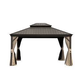 Mondawe - Hardtop Grill Gazebo with Aluminum Frame - Brown