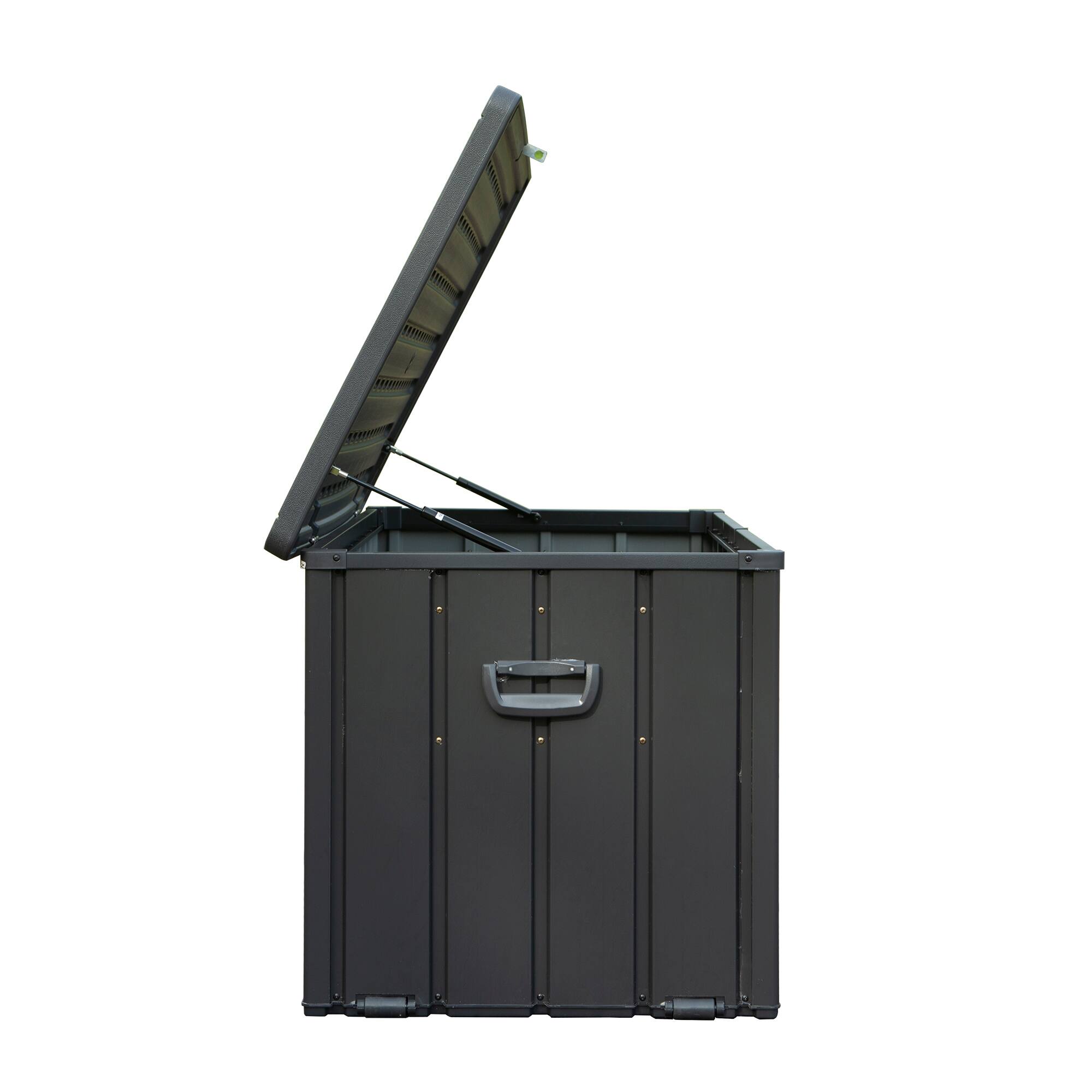 Alt View 2. APRILSOUL - 100 Gallon All Weather Deck Box Lockable Lid 440 lb Seat Waterproof Outdoor Storage - Dark Gray.