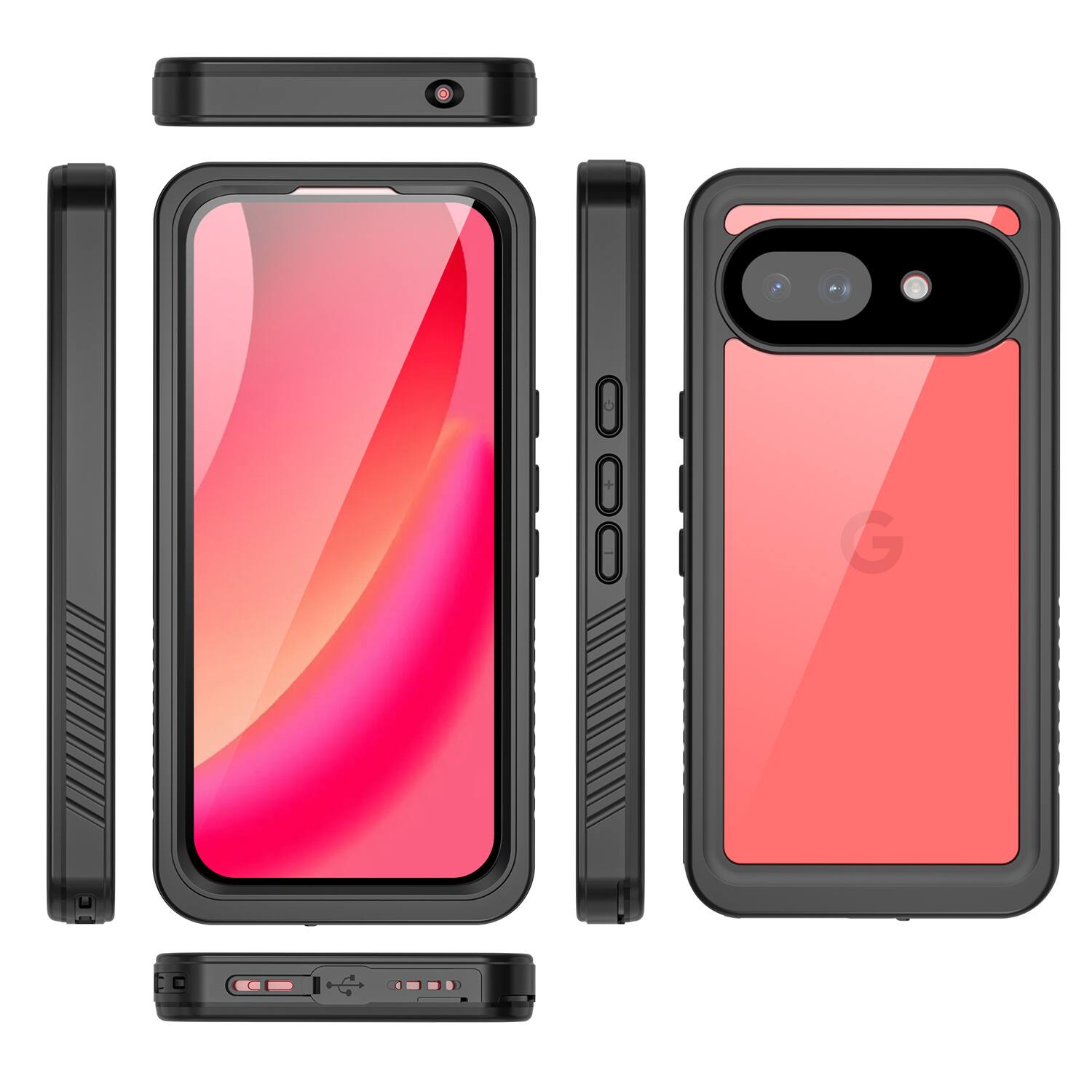 Alt View 4. Dteck - Waterproof Full Body Case for Google Pixel 10a Clear Shockproof Cover with Screen Protector Dustproof Rugged Shell - Black.