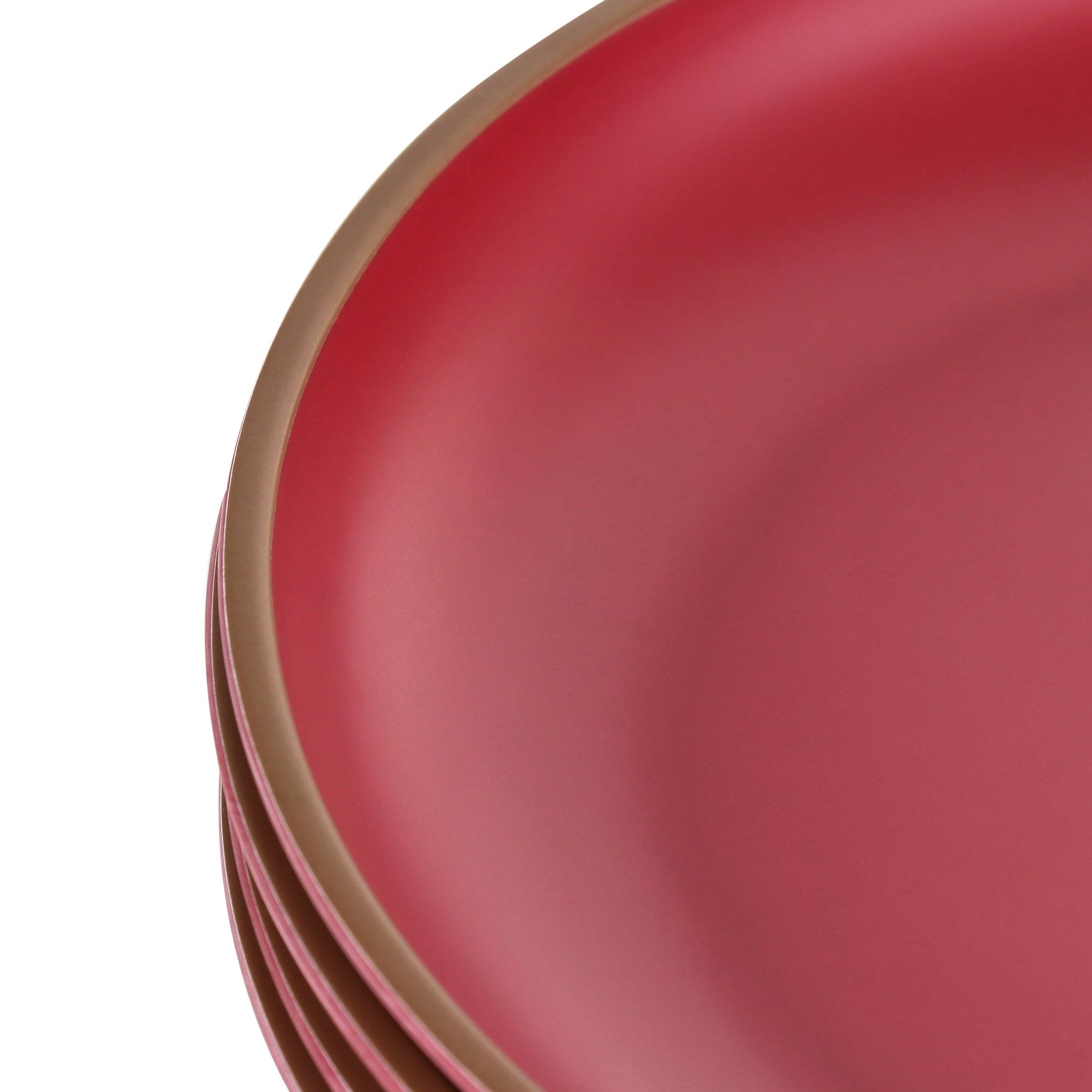 Alt View 5. Gibson - Gibson Home Rockabye 4 Piece Melamine Dinner Plate Set in Dark Pink - Pink.