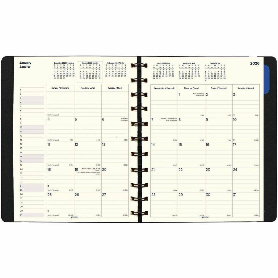 January  
Janvier  

Sunday / Dimanche  
Monday / Lundi  
Tuesday / Mardi  
Wednesday / Mercredi  
Thursday / Jeudi  
Friday / Vendredi  
Saturday / Samedi  

1  
2  
3  
4  
5  
6  
7  
8  
9  
10  
11  
12  
13  
14  
15  
16  
17  
18  
19  
20  
21  
22  
23  
24  
25  
26  
27  
28  
29  
30  
31  

December 2025 / Décembre  
January 2026 / Janvier  
February 2026 / Février  

March 2026 / Mars  
April 2026 / Avril  
May 2026 / Mai  

2026  

New Year's Day / Jour de l'An  
Orthodox Christmas Day / Noël orthodoxe  
Martin Luther King Jr. Day / Jour de Martin Luther King Jr.  

14:00  
15:00  
16:00  
17:00  
18:00