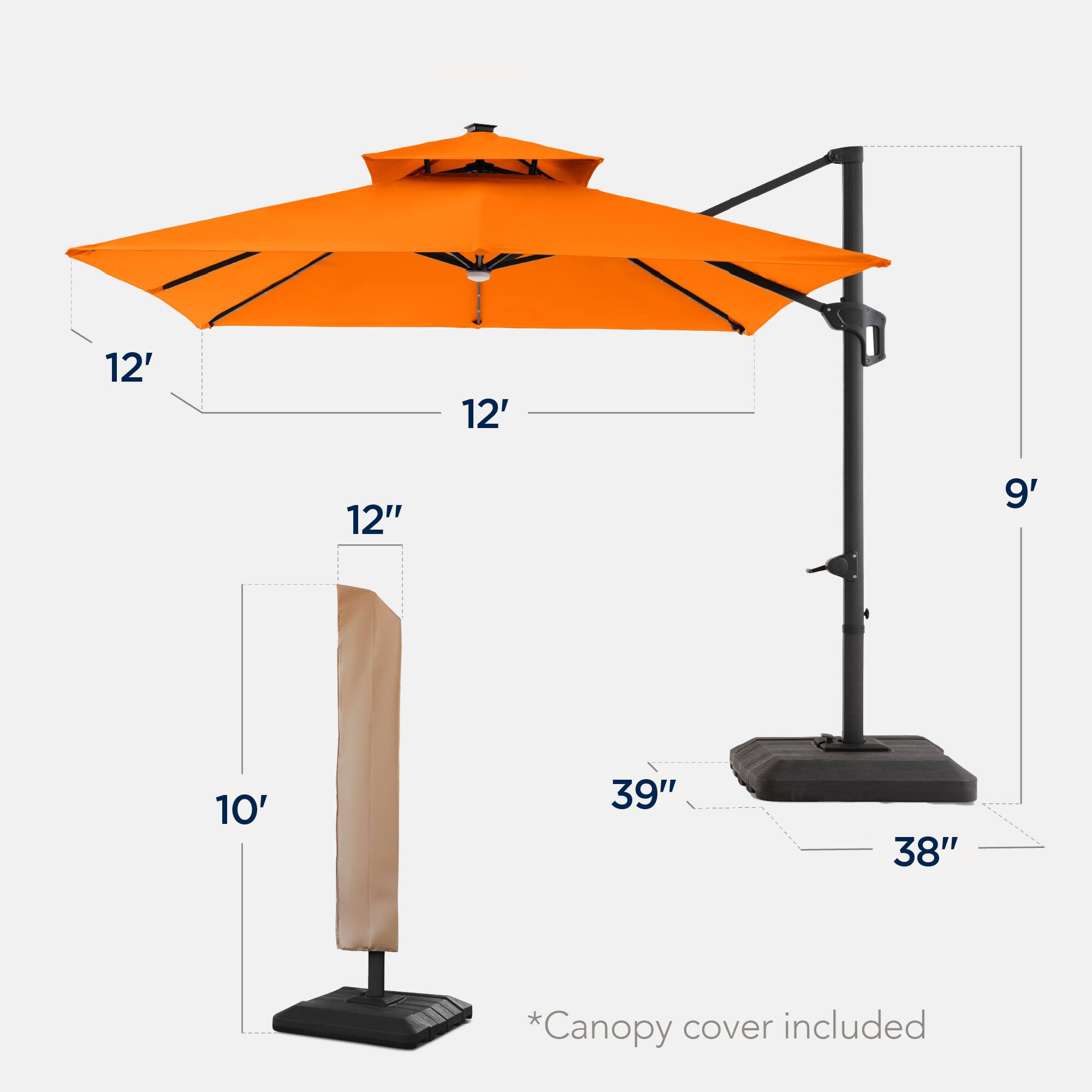 12' 12' 12" 9' 10' 39" 38" *Canopy cover included