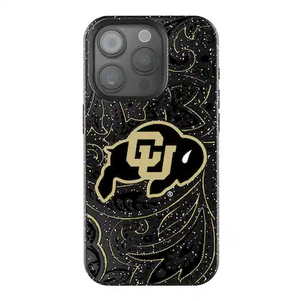 Front. Keyscaper - Colorado Buffaloes Paisley Bling iPhone Case - 16 - Black.