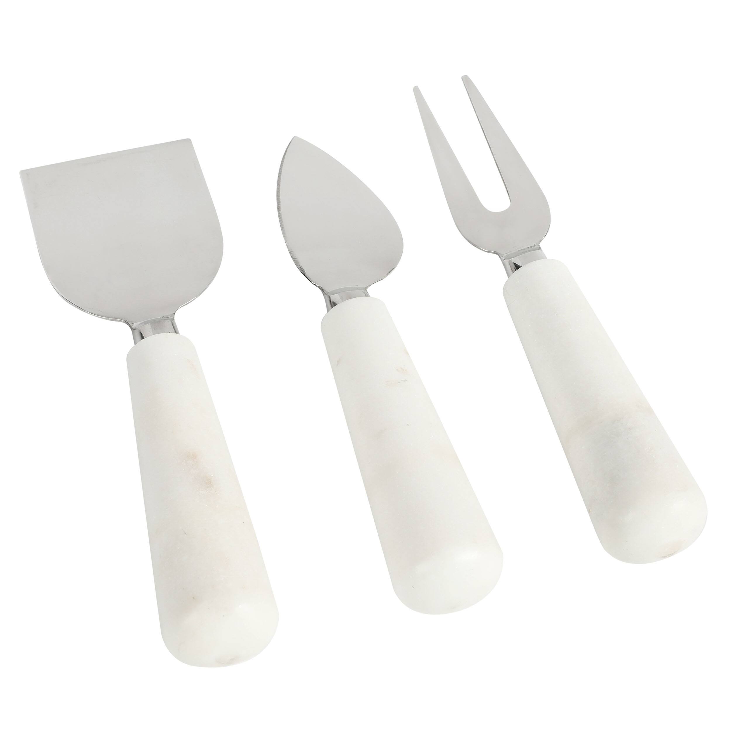 Alt View 1. Laurie Gates - Laurie Gates California Designs Marble and Stainless Steel 3 Piece Cheese Knife Set in White - White.