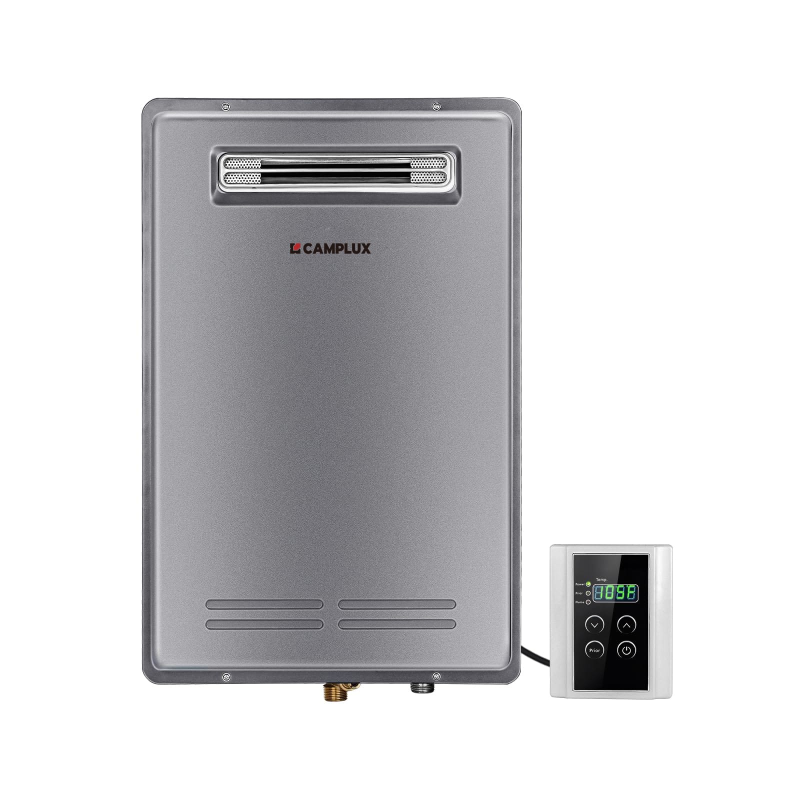 Camplux - On Demand 5.28 GPM Residential Propane Tankless Water Heater For 3-6 Points Use, Remote Control, 3-Sec Hot Water - Gray