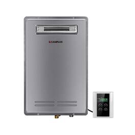 Camplux - 3-Sec On Demand 5.28 GPM Residential Natural Gas Tankless Water Heater For 3-6 Points Use, Remote Control - Gray