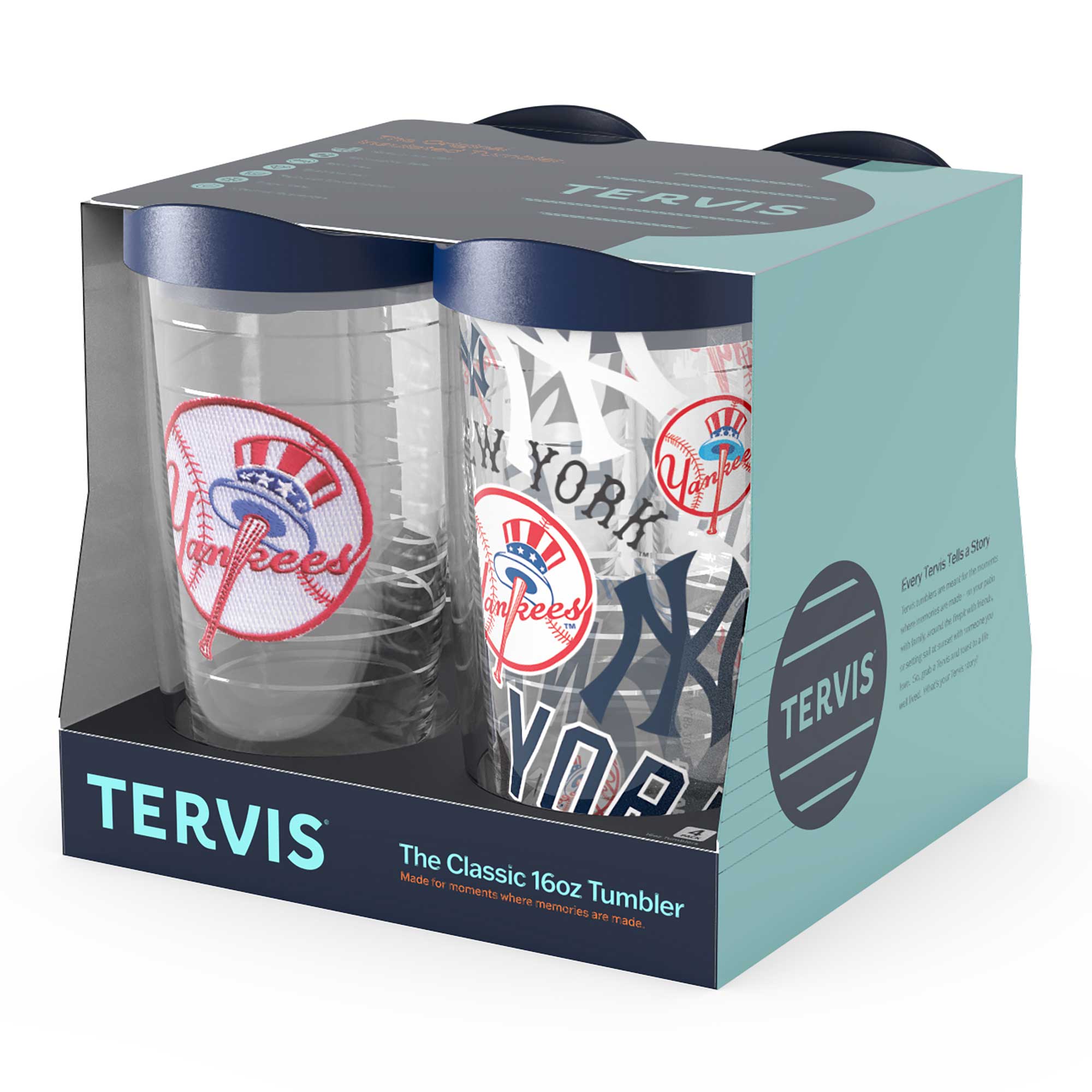 TERVIS  
The Classic 16oz Tumbler  
Made for moments where memories are made  

New York Yankees  

TERVIS  
The Classic 16oz Tumbler  
Made for moments where memories are made  

TERVIS  
The Classic 16oz Tumbler  
Made for moments where memories are made  

Avery Tanesa Las Vegas  
"I love my Tervis tumbler! It keeps my drinks cold and is perfect for on-the-go. The Yankees logo is awesome!"