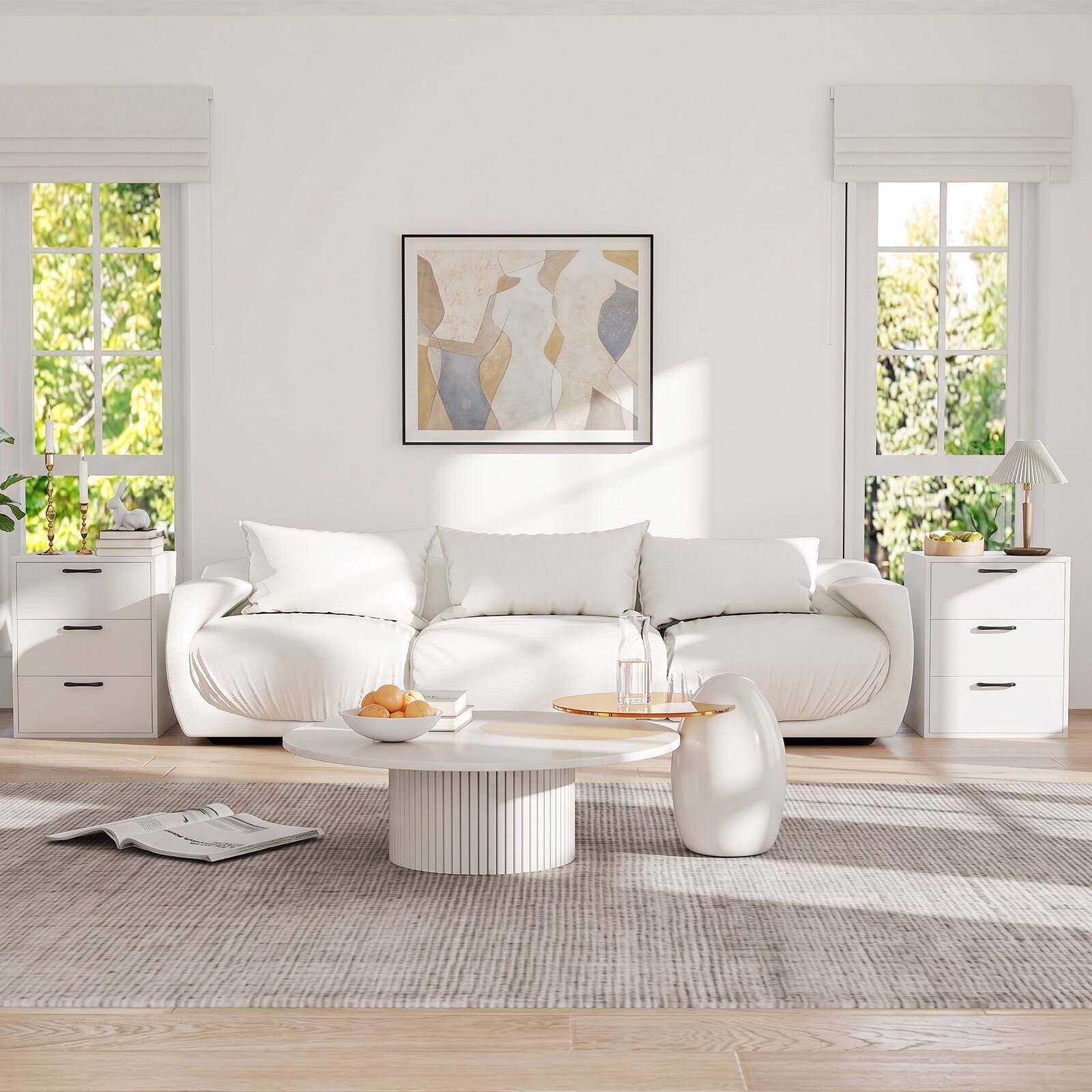Alt View 5. Costway - Costway 3 Drawer Dresser Chest of Drawer Storage Cabinet with Wide Storage Space Organizer - White.