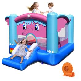 Gymax - Inflatable Bounce House 3-in-1 Elephant Theme Inflatable Castle w/ 680W Blower