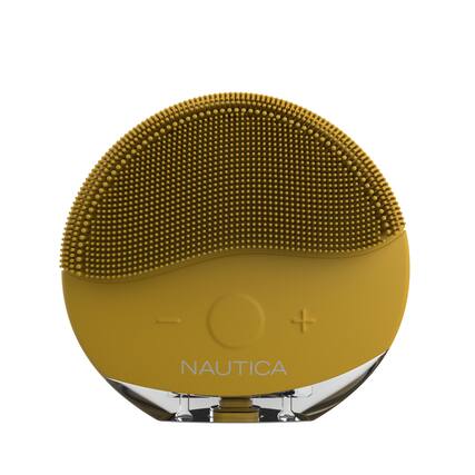 Front. Nautica - Nautica Sonic PC110 Facial Cleansing Brush Made with Soft Silicone, Waterproof, Rechargeable Vibrating Face Scrub Brush - Mustard.