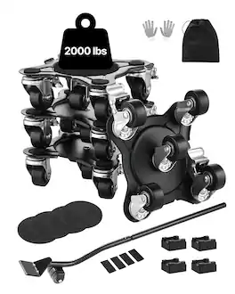 VEVOR - Furniture Dolly, Maximum Load 1200 lbs, Heavy Duty Furniture Movers with 5 360° Rotation Wheels, Carbon Steel Panel - Black