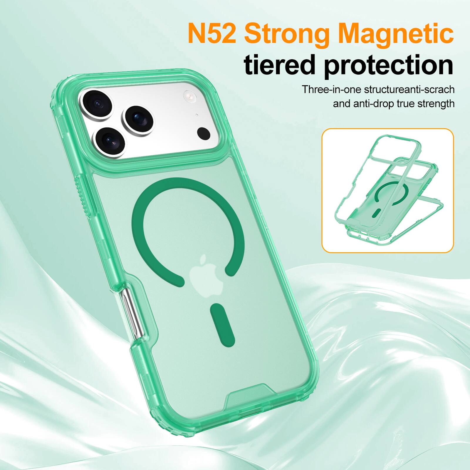 N52 Strong Magnetic tiered protection  
Three-in-one structure anti-scratch and anti-drop true strength