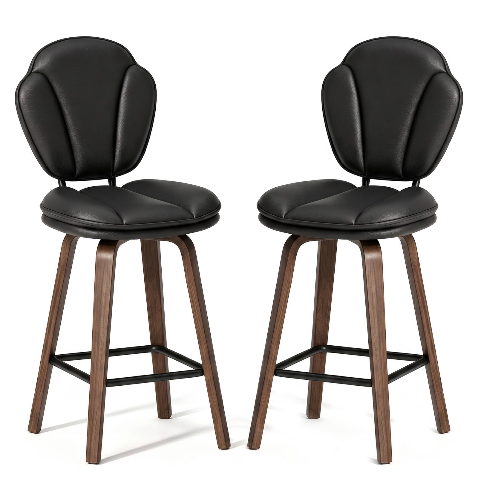 Alt View 3. Pinmoco - Counter Height Bar Stools with Backs, Modern Island Chairs with Cushioned Seat and Ergonomic Backrest Set of 2 - Black.