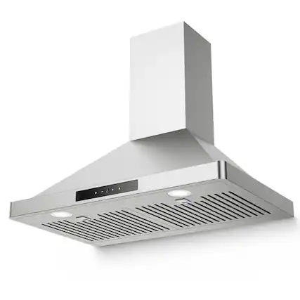 Front. Breezary - 30 inches - Externally Vented - Wall Range Hood - 6-Speed Fan - Stainless Steel.