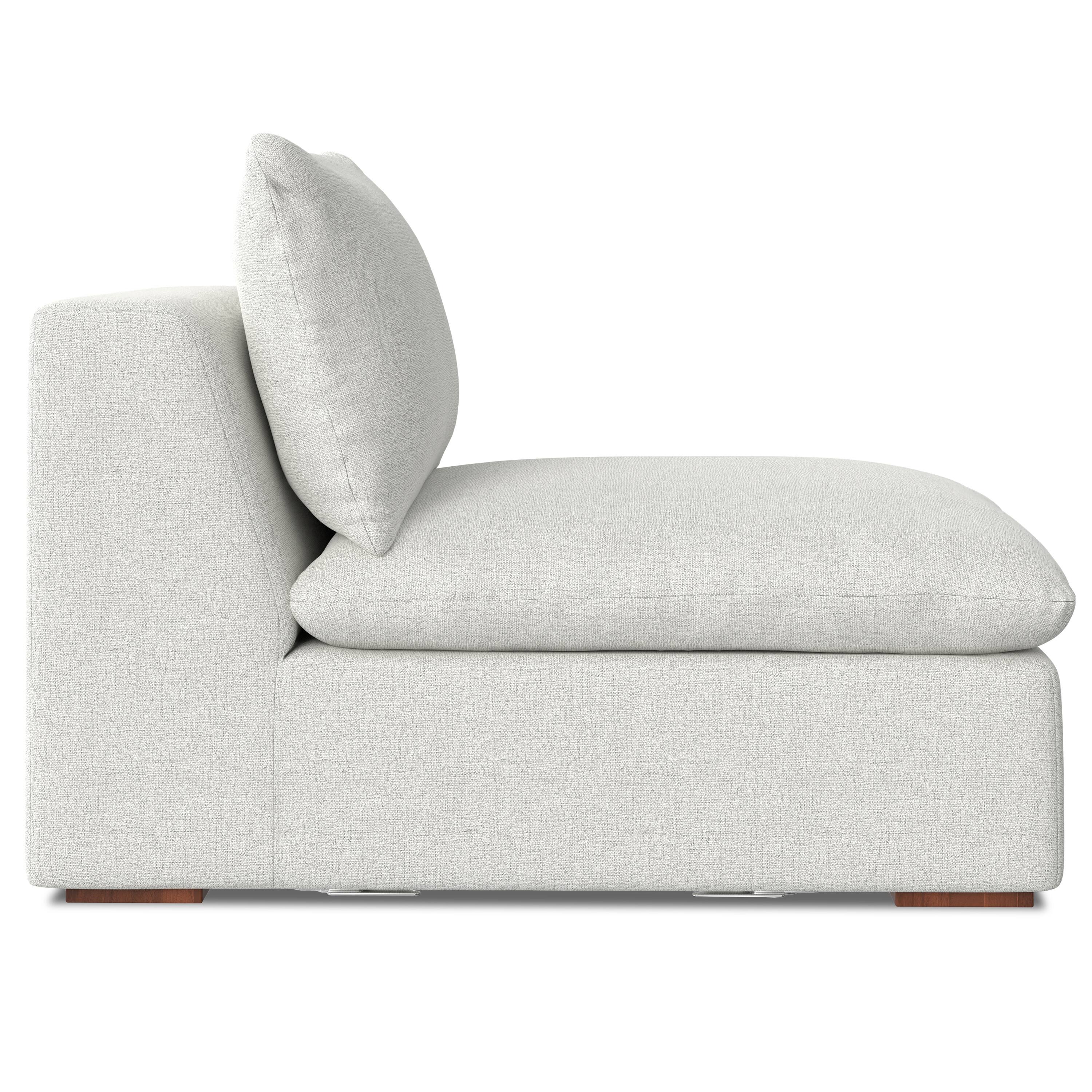 Alt View 2. Simpli Home - Jasmine Center Armless Sofa Module in Performance Fabric - Cloud Grey.