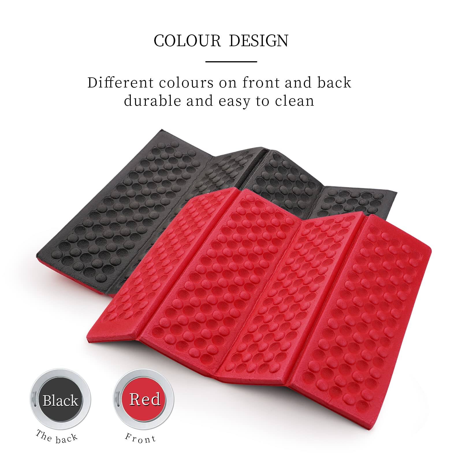 COLOUR DESIGN

Different colours on front and back durable and easy to clean

Black The back

Red Front