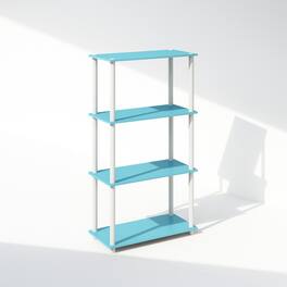 Furinno - Turn-N-Tube 4-Tier Multipurpose Shelf Display Rack, Shelving Unit, Bookcase - Light Blue/White