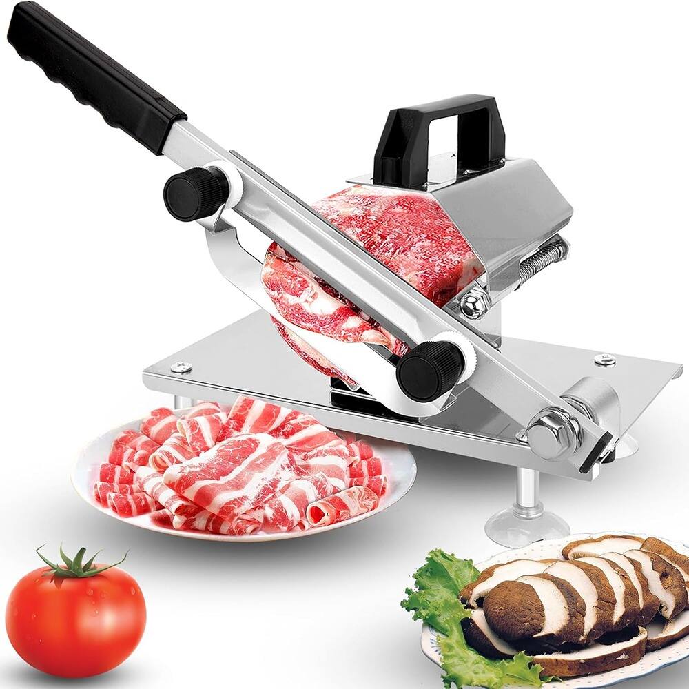 PARKER SLATER - Manual Meat Slicer, Stainless Steel, Multi-Purpose, Home & Commercial Use - Silver