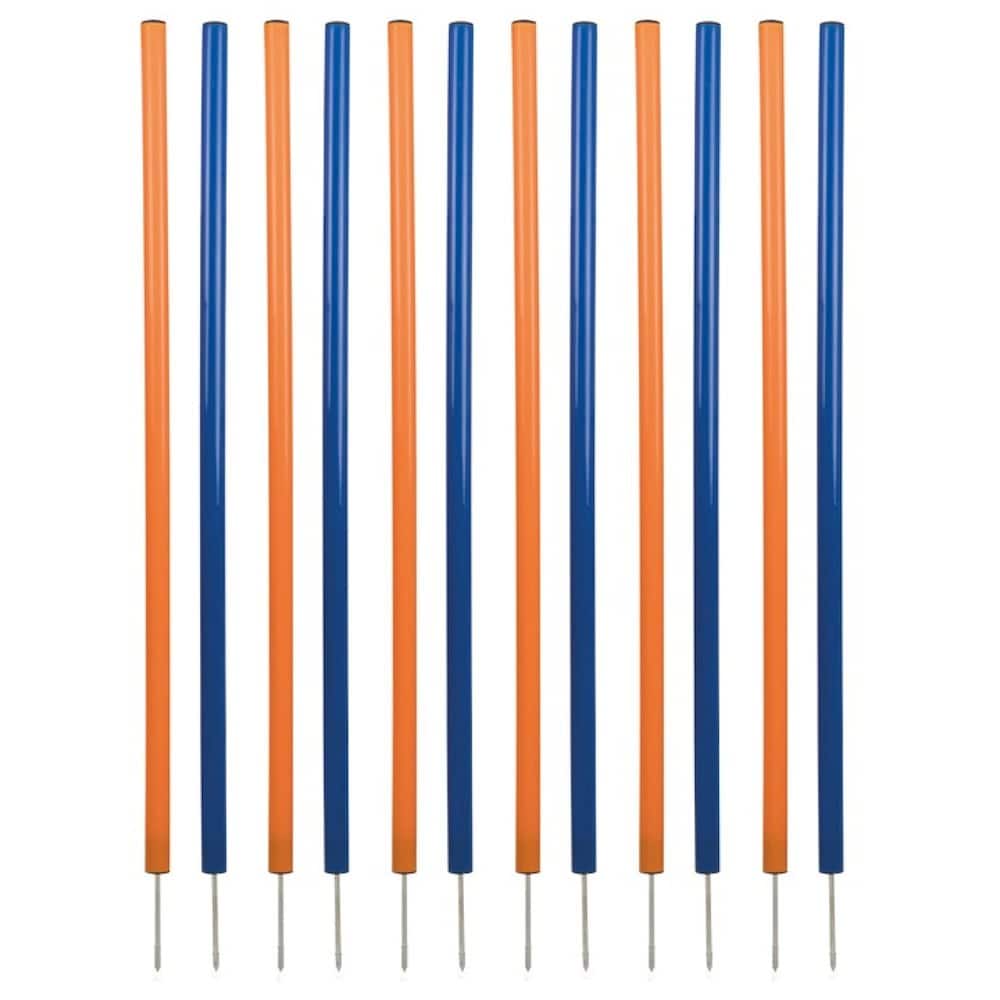 TRIXIE - Dog Agility Slalom Set, 12 Piece Weaving Poles - Blue/Orange