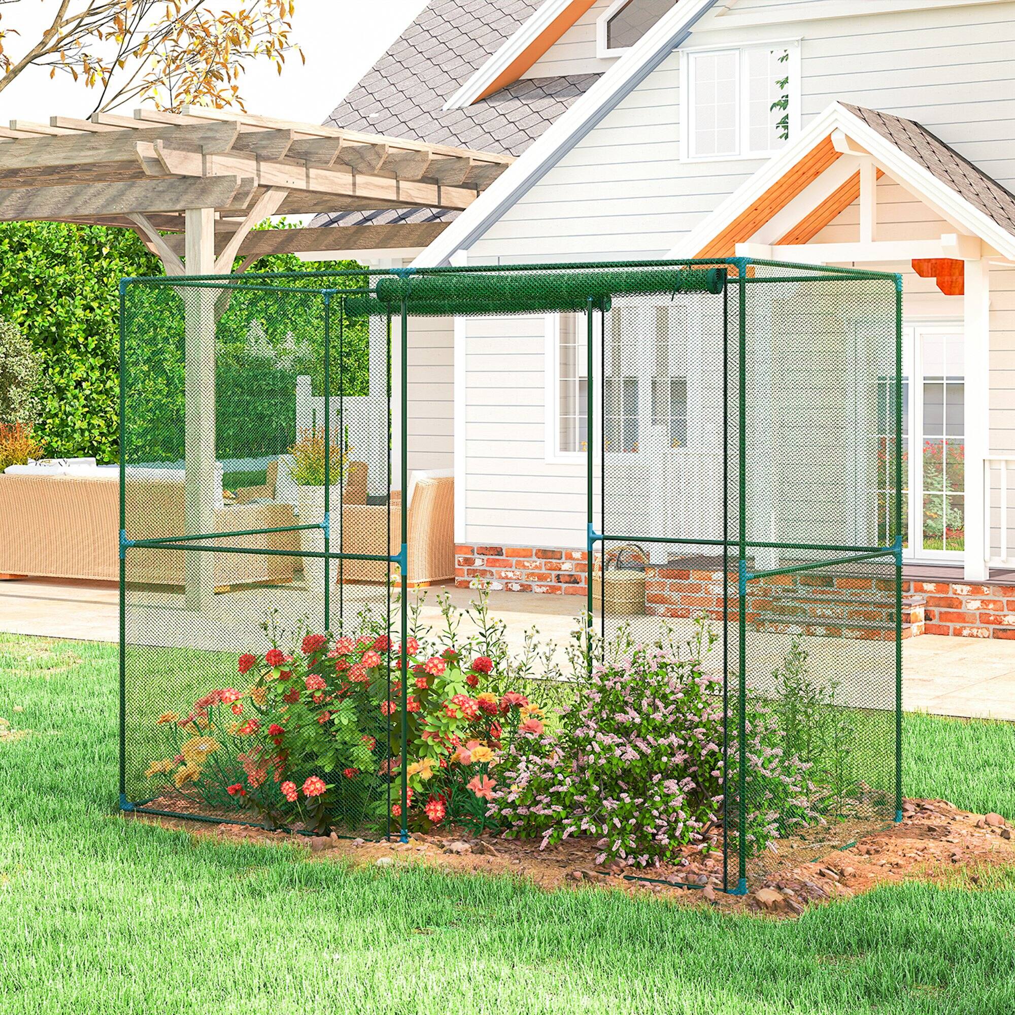 Alt View 7. Outsunny - 8' x 4' x 6' Crop Cage, Plant Protection Tent with Zippered Doors for Vegetable Garden, Backyard.
