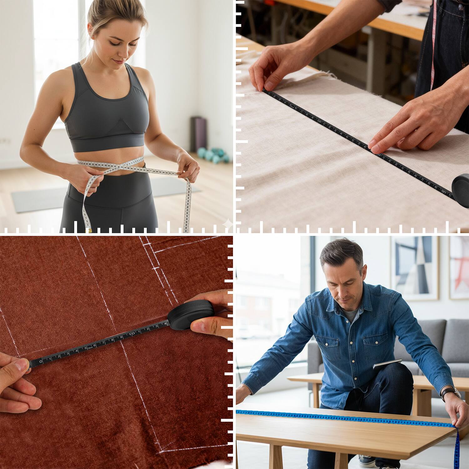 Angle. Garnen - 3x Body Measuring Tape Body Tape Measure, 60" Flexible & Retractable Measuring Tape for Body Measurements Sewing Fabric - White|Blue|Black.