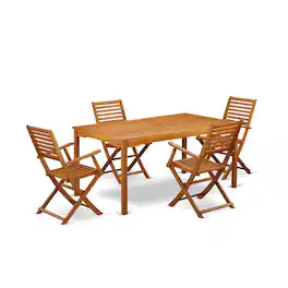East West Furniture - Wooden Patio Set Natural Oil - Brown