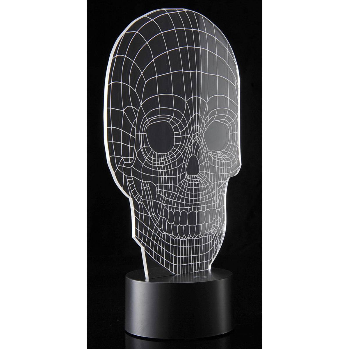 Back. JuzToys - 3D Night Light for Kids, 3D Skull Laser Cut Precision LED Lights, LED Lamp for Bedrooms and Offices - Black.