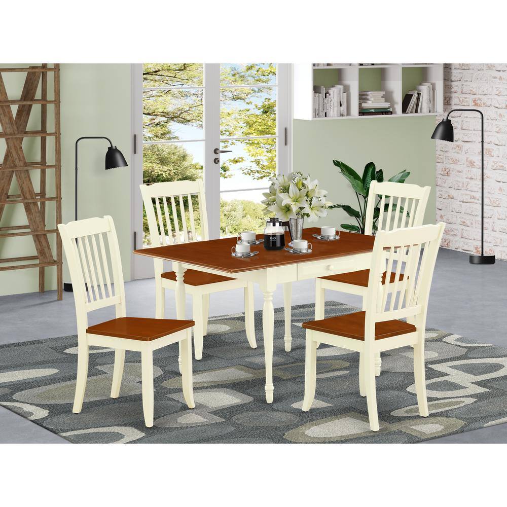 Left. East West Furniture - Dining Room Set Buttermilk & Cherry - Brown.