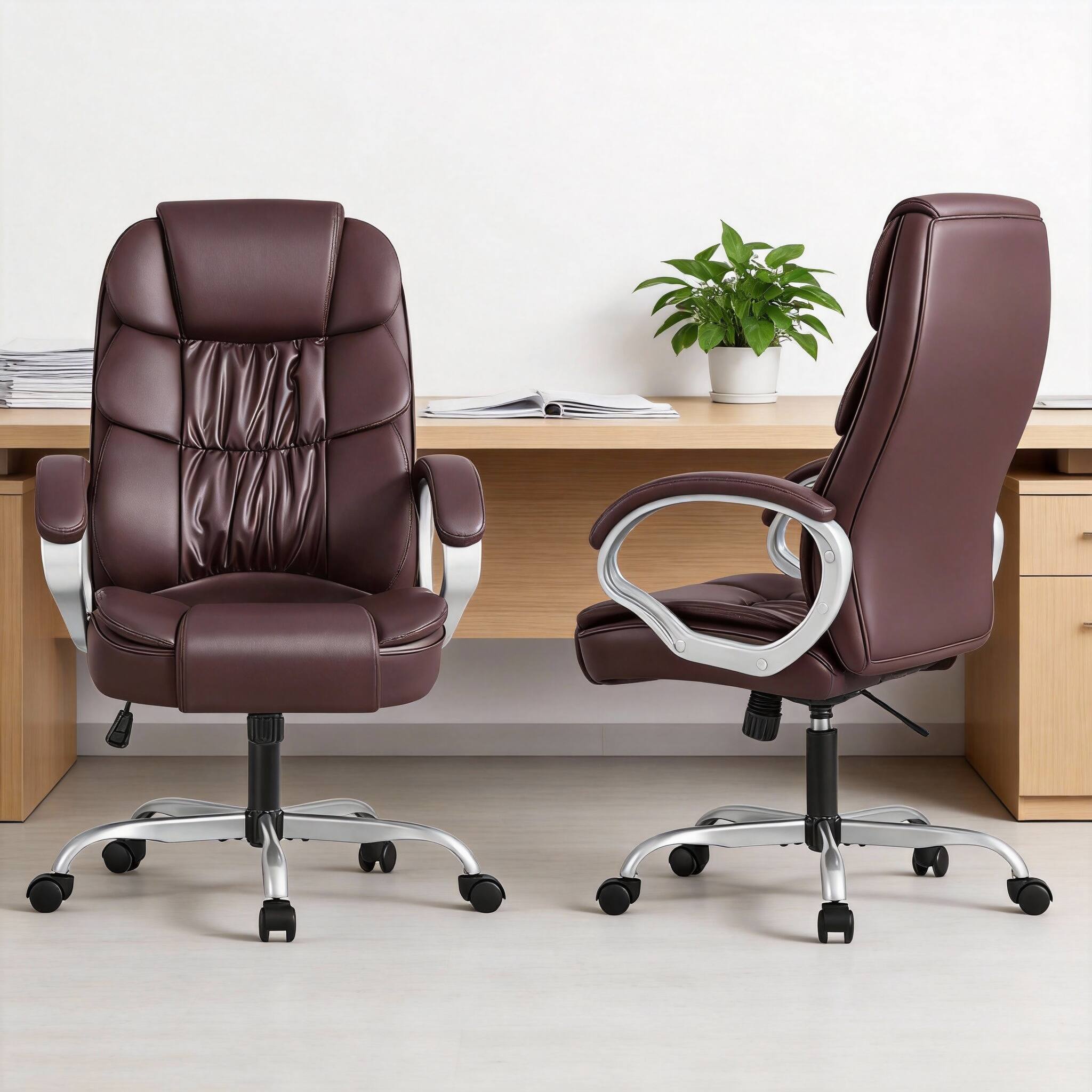 Alt View 1. Frangdom - High Back PU Leather Ergonomic Swivel Office Chair with Lumbar Support - Gray 300 lb.