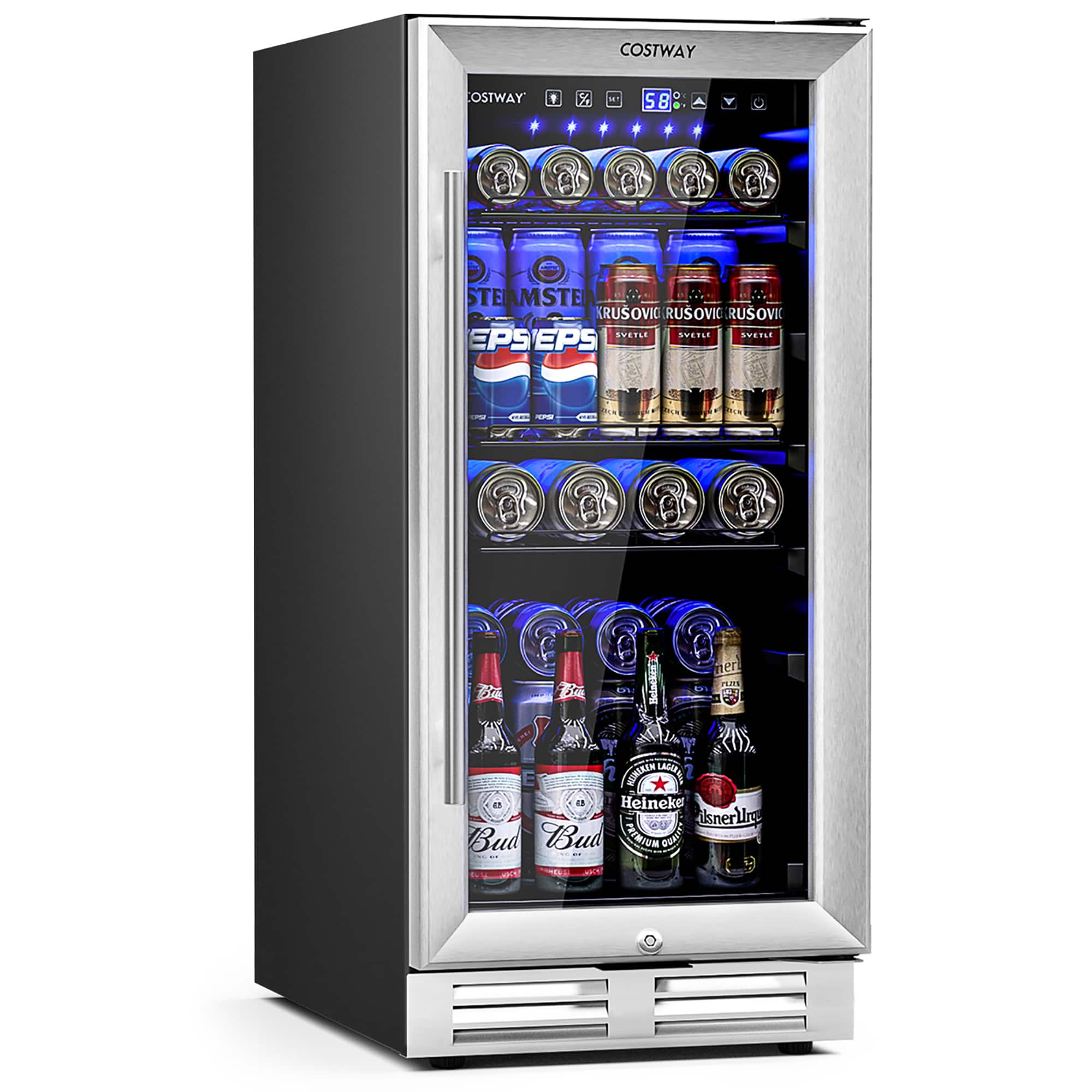 Costway | | 15 Inch Beverage Refrigerator, Built-in Beverage Cooler w/ Double-Layer Tempered Glass Door | Black,Silver | Black/Silver | Best Buy