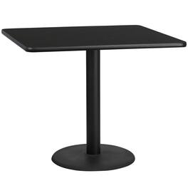 Emma + Oliver - 42" Square Laminate Table Top with 24" Round Table Height Base - Black