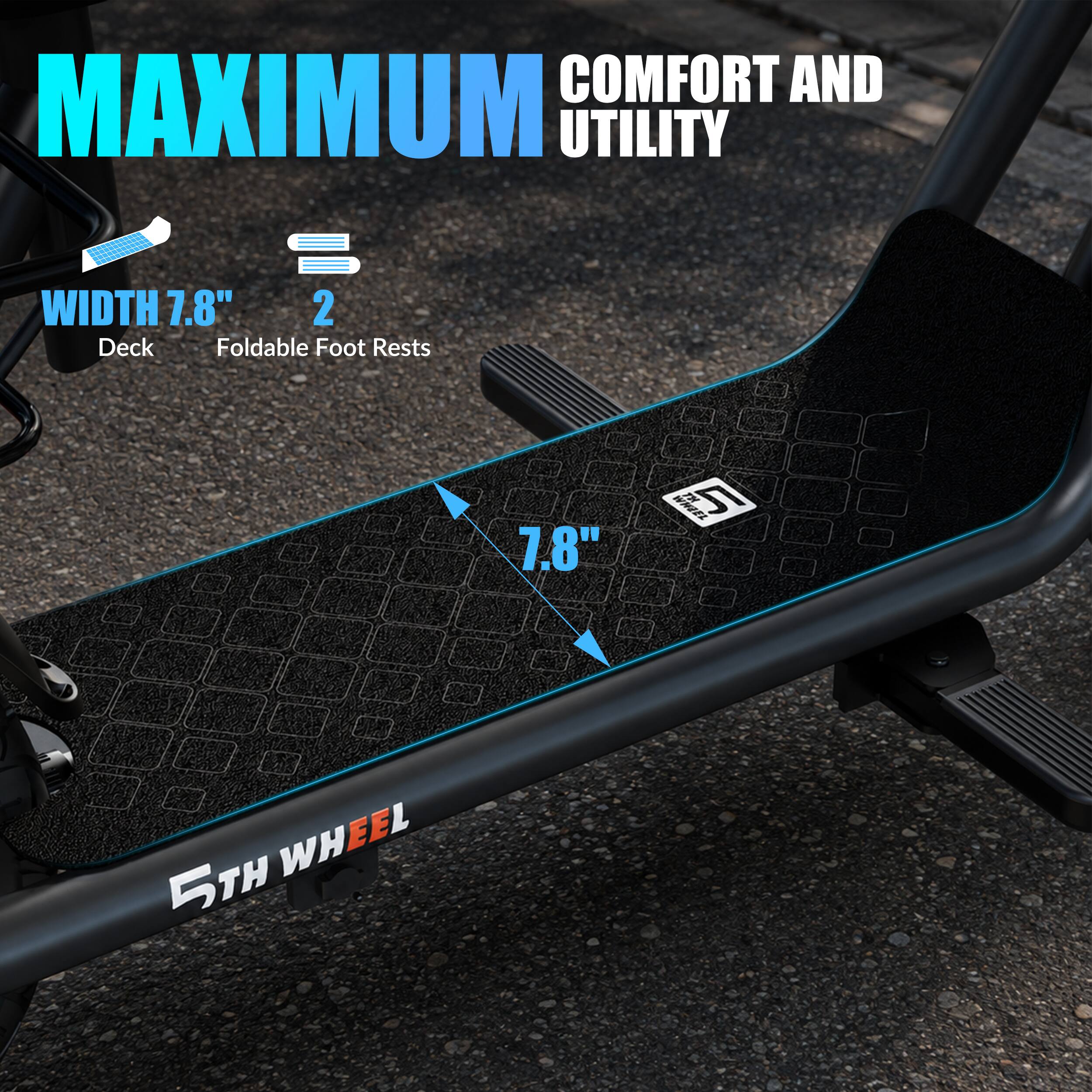 MAXIMUM COMFORT AND UTILITY

WIDTH 7.8" 2 Deck Foldable Foot Rests

7.8"

WIIZEL
5TH WHEEL