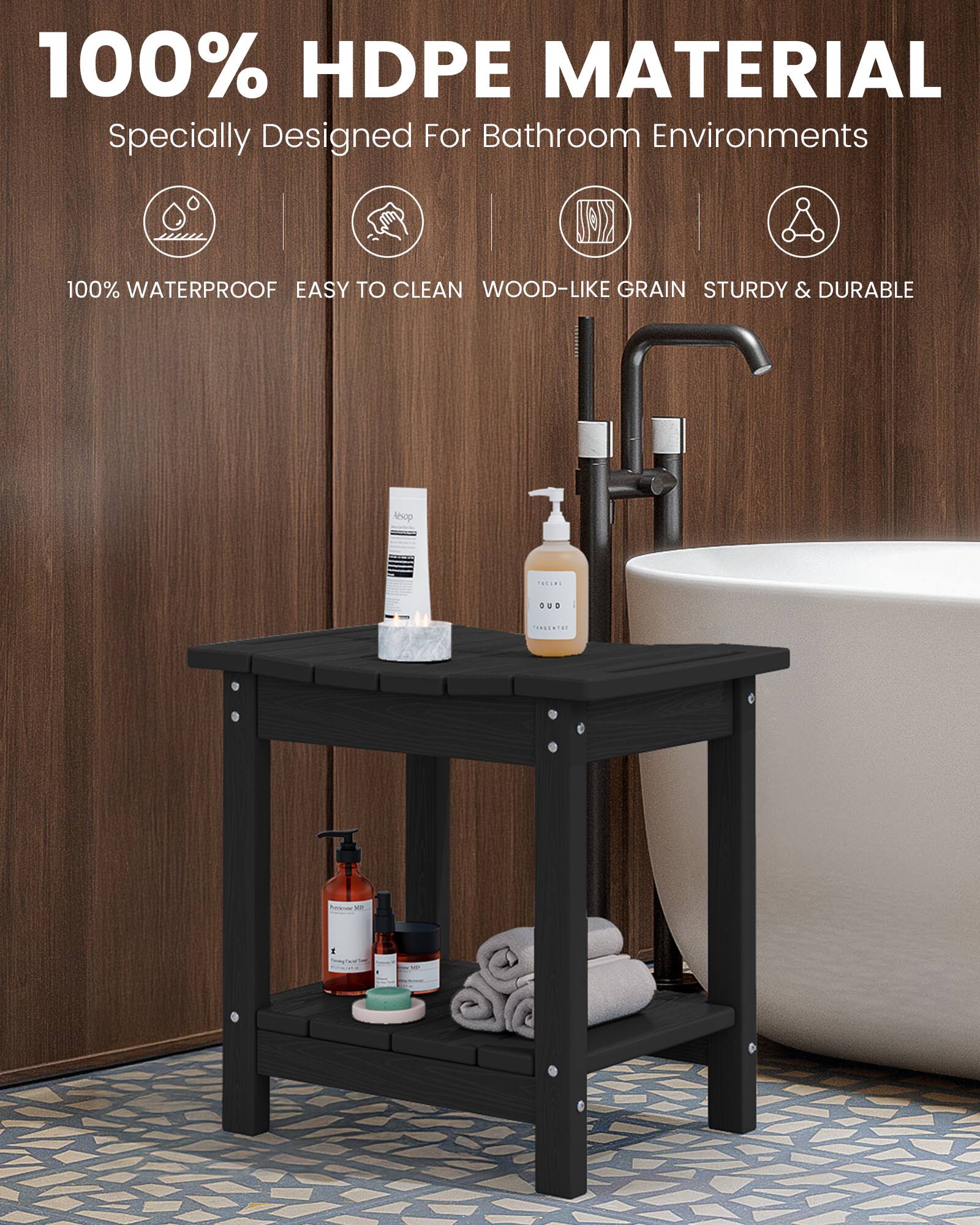 100% HDPE MATERIAL  
Specially Designed For Bathroom Environments  

100% WATERPROOF EASY TO CLEAN WOOD-LIKE GRAIN STURDY & DURABLE