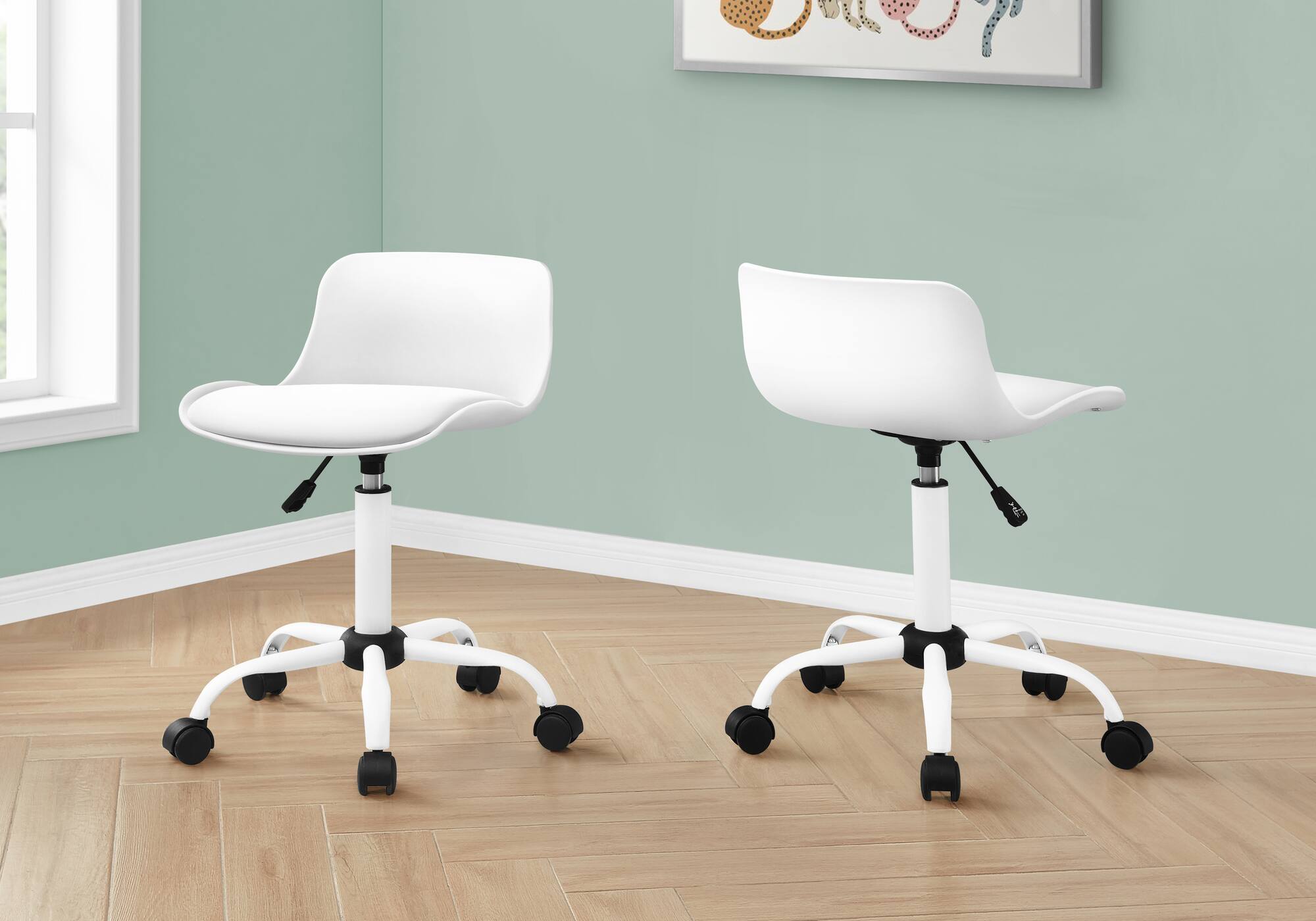Angle. Spaco - Spaco Modern Kids Office Chair, Leather Look, Adjustable Height, Swivel and Ergonomic Low Back,for Home, Kids - White.