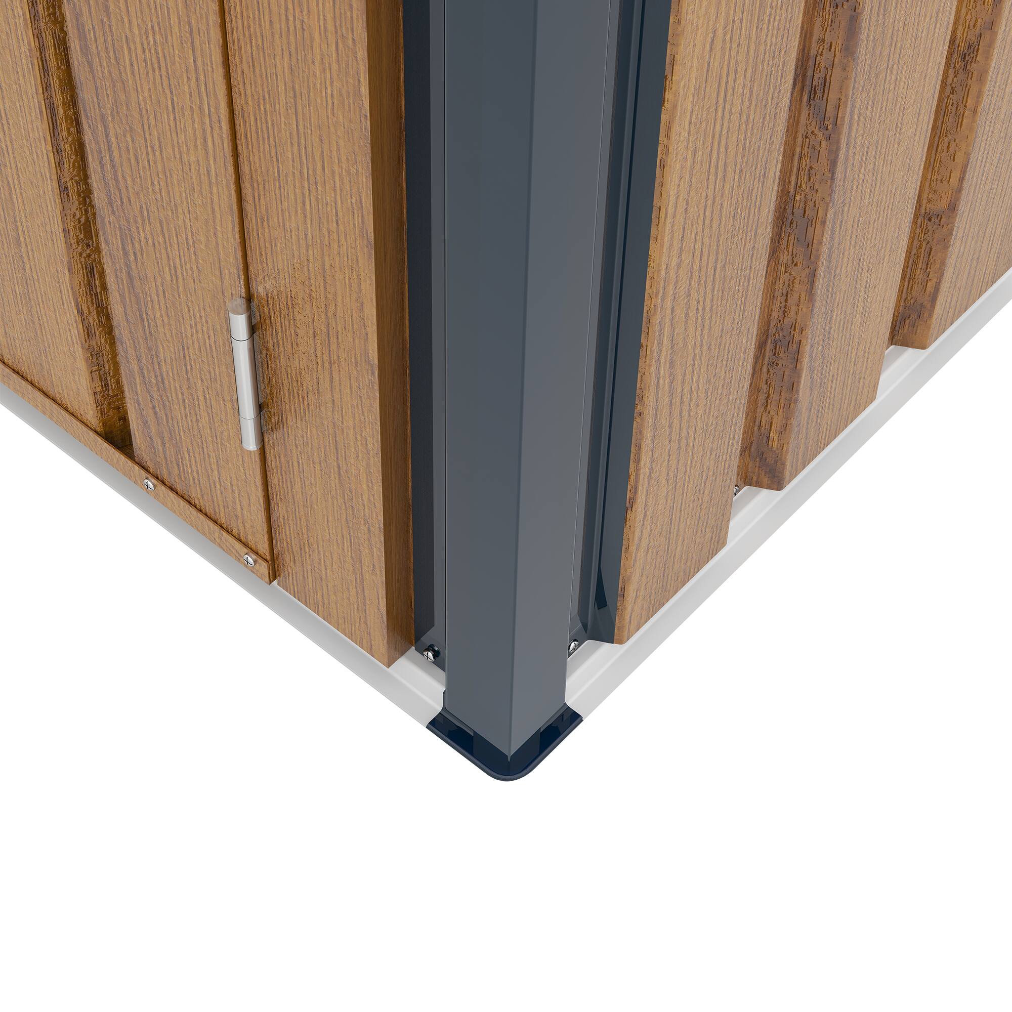 Alt View 9. Mondawe - 6x8FT Outdoor Steel Storage Shed with Clear Window and Lockable Doors - Brown.