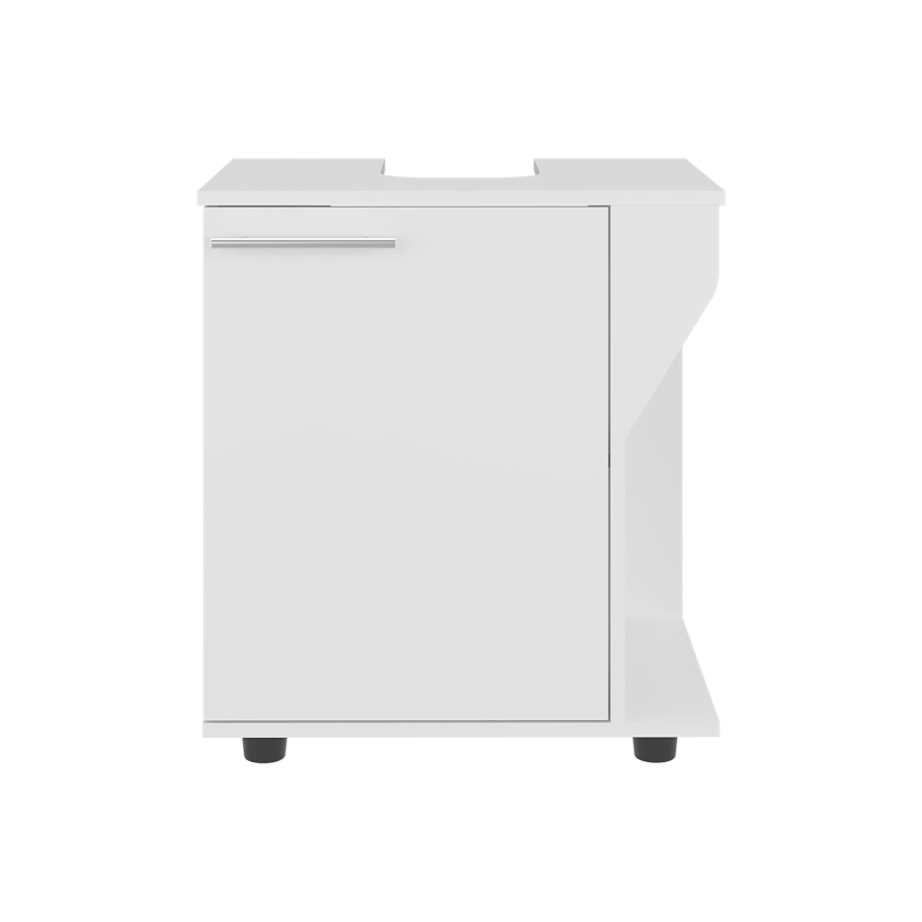 Angle. TinyHomie - Phillips Freestanding Under Sink Cabinet Double Door Storage Open Back Wide Unit - White.