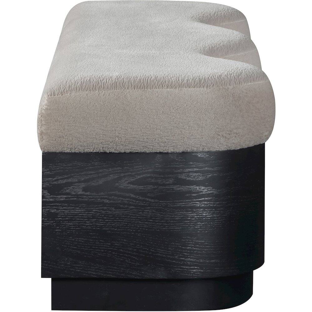 Alt View 3. Meridian Furniture - Savoy Beige Velour Fur Fabric Bench - Beige.